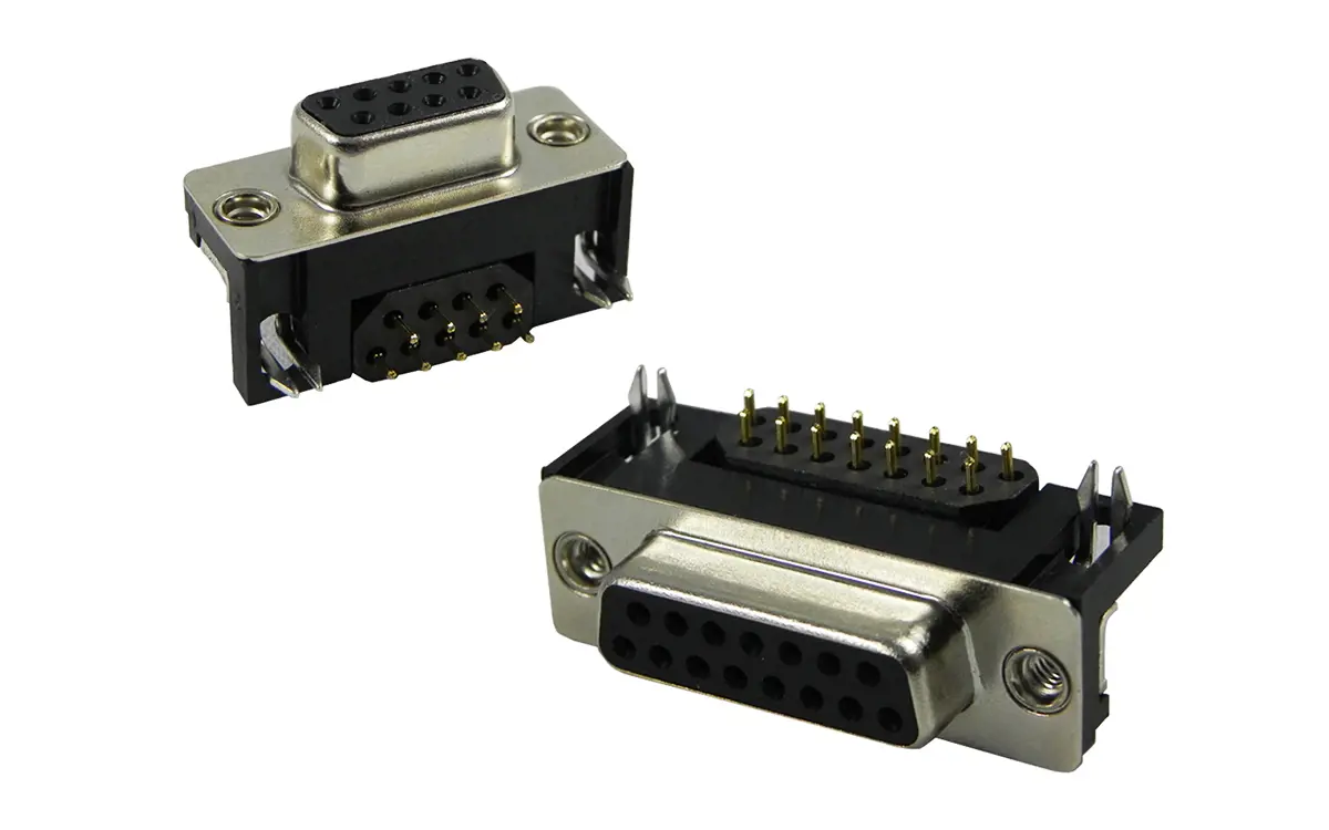 PCB Mount, Standard Density, Right-Angle D-Sub Connectors with Ferrite