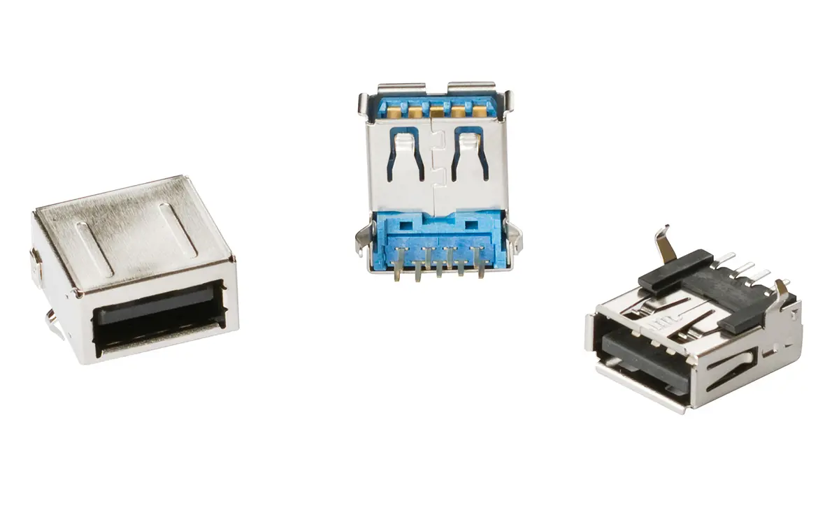 USB Type A side entry connectors
