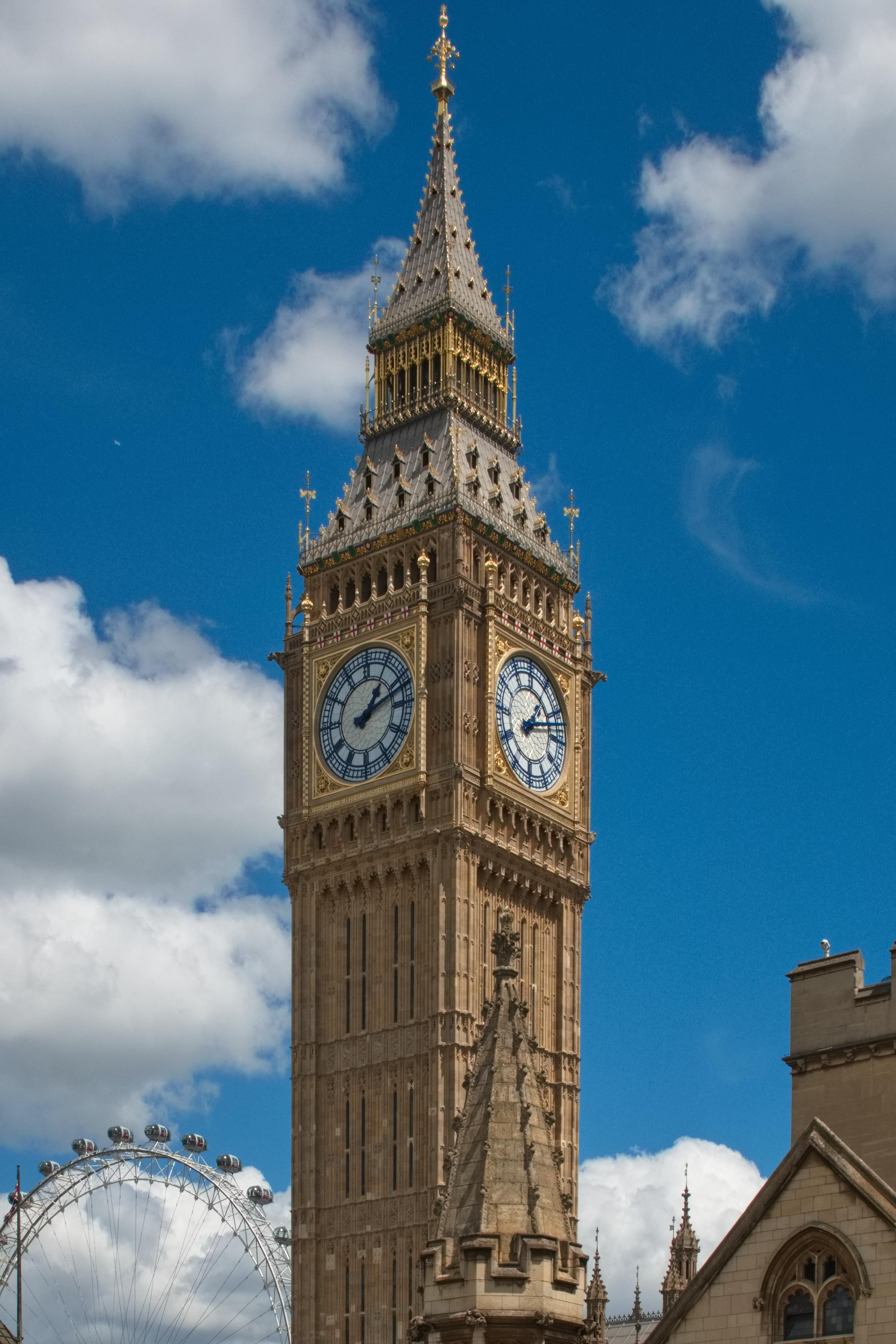 The clock tower that houses the bell named Big Ben